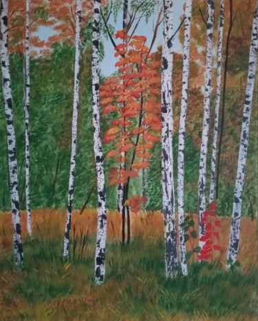 Pittura intitolato "Birches" da Liudmila Malliaras, Opera d'arte originale, Acrilico