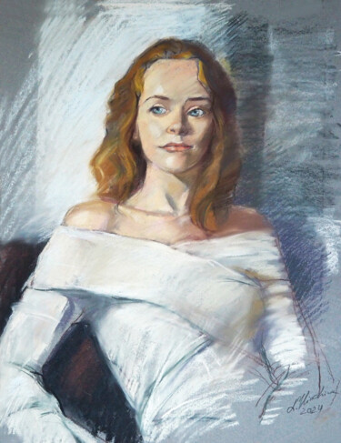 Painting titled "Portrait of Skirman…" by Liudmila Iliuchina, Original Artwork, Pastel