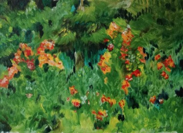 Schilderij getiteld "flowers in the coni…" door Liudmila Rabinovich, Origineel Kunstwerk, Olie