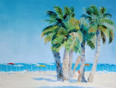 Painting titled "palm trees" by Liudmila Rabinovich, Original Artwork, Oil