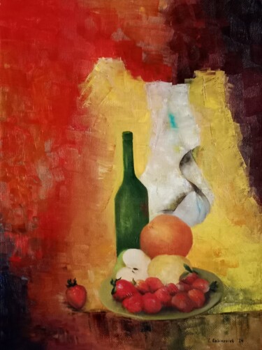 Peinture intitulée "evening still life" par Liudmila Rabinovich, Œuvre d'art originale, Huile