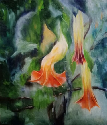 Malerei mit dem Titel "Sintra flowers" von Liudmila Rabinovich, Original-Kunstwerk, Öl