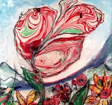 Картина под названием "Flower in the garden" - Liudmyla Durante Art & Jewelry, Подлинное произведение искусства, Акрил