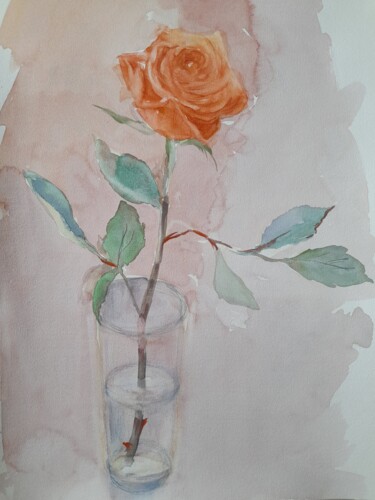 Schilderij getiteld "Another day's flower" door Liudmyla Lelechenko, Origineel Kunstwerk, Aquarel