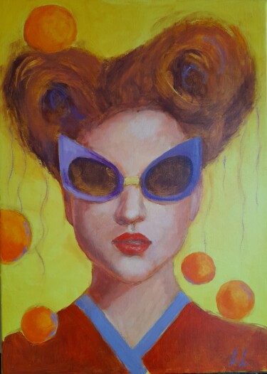 Malarstwo zatytułowany „Orange lights” autorstwa Liudmyla Lelechenko, Oryginalna praca, Olej