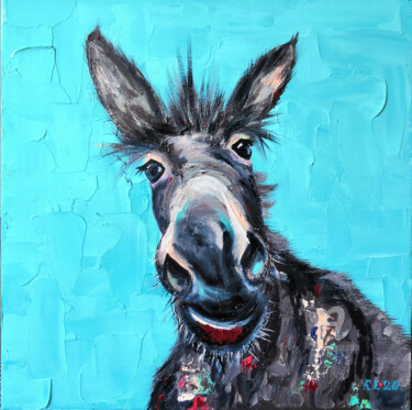 Painting titled "Donkey" by Liudmyla Riabkova, Original Artwork, Oil