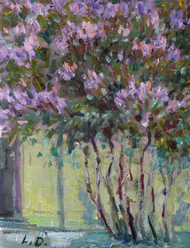 Peinture intitulée "The lilacs tree" par Liudvikas Daugirdas, Œuvre d'art originale, Huile