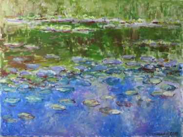 「Water Lilies」というタイトルの絵画 Liudvikas Daugirdasによって, オリジナルのアートワーク, オイル