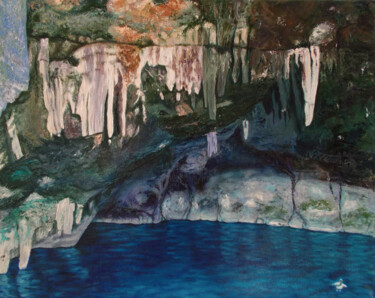 Картина под названием "Deep Shades of Blue" - Livia Doina Stanciu, Подлинное произведение искусства, Масло Установлен на Дер…