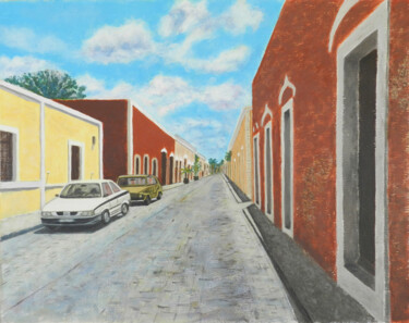 Pintura titulada "(Siesta in) Barrio…" por Livia Doina Stanciu, Obra de arte original, Acrílico Montado en Cartulina