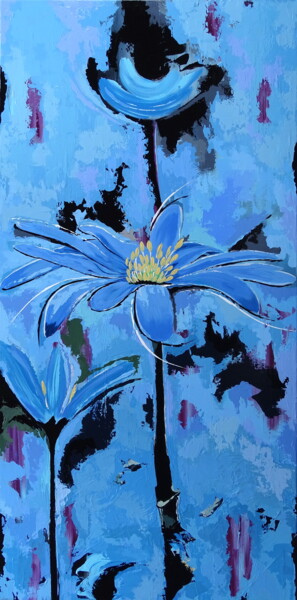 Pittura intitolato "Blue flowers" da Livien Rózen, Opera d'arte originale, Acrilico