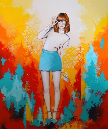 Картина под названием "Colorful fashion - 2" - Livien Rózen, Подлинное произведение искусства, Акрил