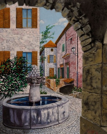 Malarstwo zatytułowany „scorci su fontana” autorstwa Si G.Livoti, Oryginalna praca