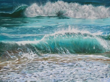 Painting titled "Caribbean Feelings" by Liza Illichmann, Original Artwork, Oil Mounted on Wood Stretcher frame