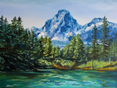 Schilderij getiteld "Alpine Dreams" door Liza Illichmann, Origineel Kunstwerk, Olie Gemonteerd op Frame voor houten brancard