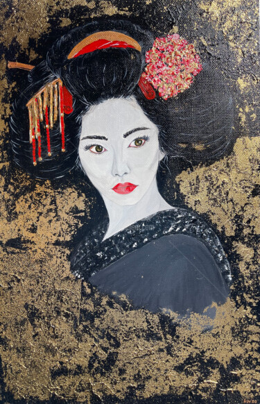 "Geisha, girl from J…" başlıklı Tablo Liza Khaldzhidis tarafından, Orijinal sanat, Akrilik Ahşap Sedye çerçevesi üzerine mon…