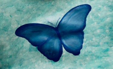 Painting titled "Blue Butterfly" by Liza Peninon, Original Artwork, Acrylic
