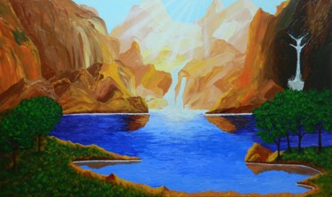 Painting titled "Speaking Water - ri…" by Liza Wheeler, Original Artwork, Acrylic
