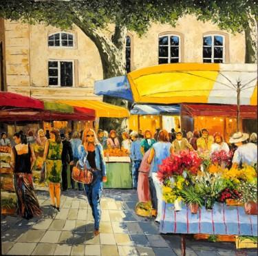 Pintura titulada "Jour de marché à Ai…" por Alain Llug, Obra de arte original, Oleo