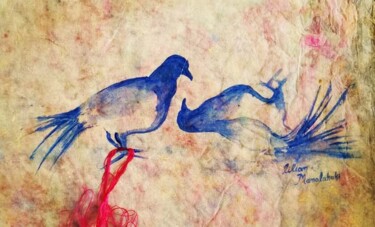 Pintura intitulada "LOVE YOU" por Lilian Manolakaki/ Lm Artist, Obras de arte originais, Aquarela