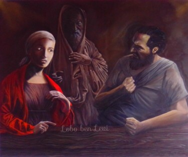Painting titled "Shaul, Shmuel and t…" by Lobo Ben Levi, Original Artwork, Oil Mounted on Wood Stretcher frame