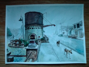 Pintura titulada "Fog in village" por Lobo Ben Levi, Obra de arte original, Acuarela