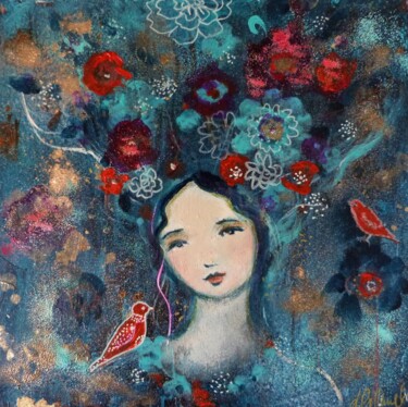 Malarstwo zatytułowany „Soul flowers” autorstwa Loetitia Pillault, Oryginalna praca, Akryl