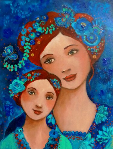 Painting titled "Elles, toujours.." by Loetitia Pillault, Original Artwork, Acrylic Mounted on Wood Stretcher frame
