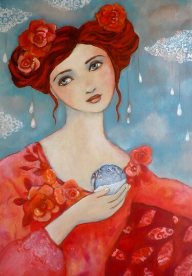Peinture intitulée "Un coeur en hiver" par Loetitia Pillault, Œuvre d'art originale, Acrylique