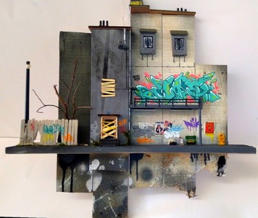 Collages getiteld "Street vandal." door Yanle, Origineel Kunstwerk, Acryl