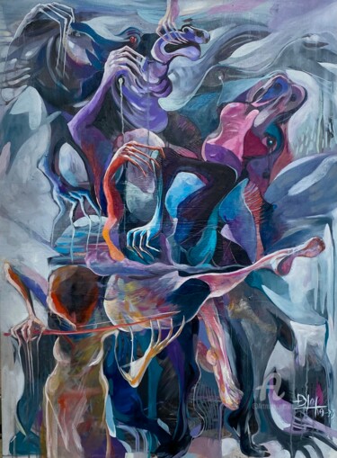 Malerei mit dem Titel "Crazy horses" von Loi Duc (DucloiArt), Original-Kunstwerk, Öl