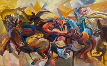 Painting titled "Red Horse" by Loi Duc (DucloiArt), Original Artwork, Oil