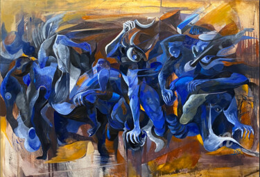 Pittura intitolato "Crazy dogs 2" da Loi Duc (DucloiArt), Opera d'arte originale, Olio