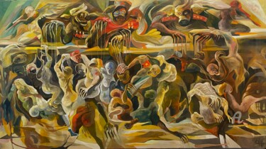 Peinture intitulée "Animal Farm" par Loi Duc (DucloiArt), Œuvre d'art originale, Huile