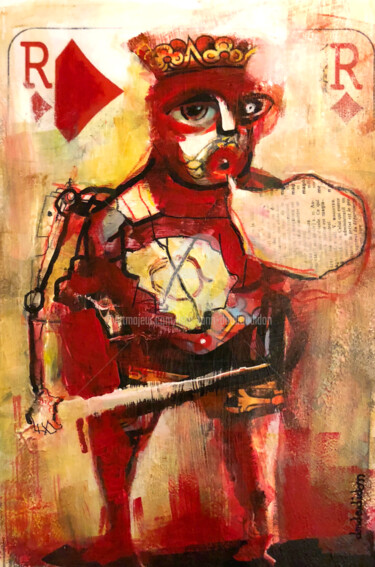 Peinture intitulée "roi de carreau à-l'…" par Loic Tarin (Doudoudidon), Œuvre d'art originale, Acrylique