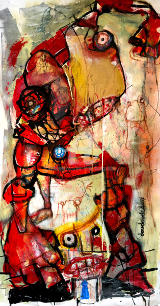 Painting titled "Ironman VS Mister T…" by Loic Tarin (Doudoudidon), Original Artwork, Acrylic