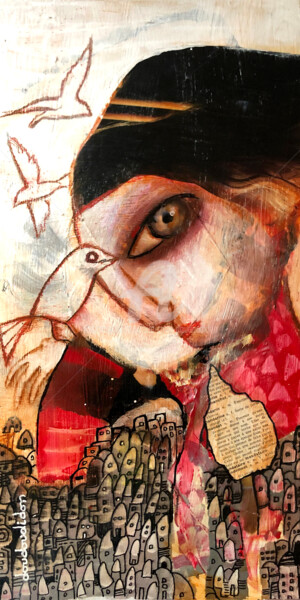「My Birds」というタイトルの絵画 Loic Tarin (Doudoudidon)によって, オリジナルのアートワーク, コラージュ