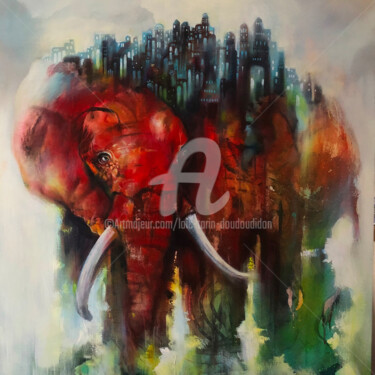 Painting titled "Ado d'éléphant" by Loic Tarin (Doudoudidon), Original Artwork, Acrylic