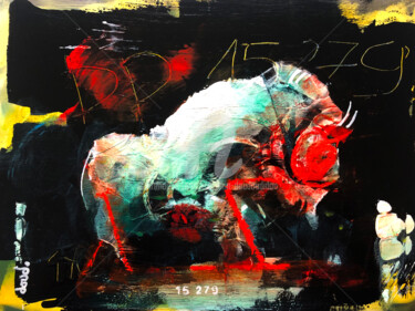 Pittura intitolato "Bison 15 279" da Loic Tarin (Doudoudidon), Opera d'arte originale, Acrilico