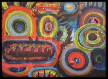 Painting titled "Le singe d'Uluwatu" by Loic Larguier, Original Artwork, Acrylic