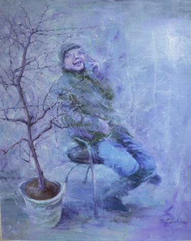 Peinture intitulée "悠闲的人" par Ping Liu, Œuvre d'art originale, Huile