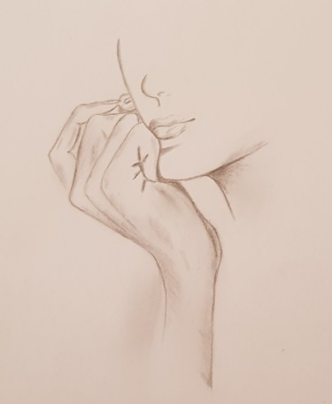 Drawing titled "Pensive" by Lola Lea, Original Artwork, Pencil