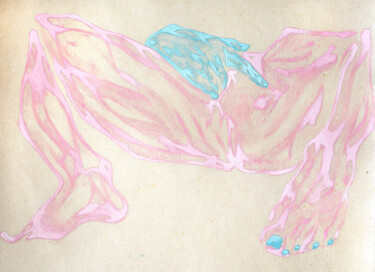 Pintura titulada "Pink girl with blue…" por Lola Marinn, Obra de arte original, Oleo