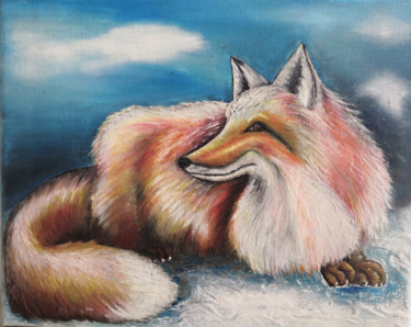 Peinture intitulée "Renard" par Olga Leteinturier (Lolik), Œuvre d'art originale, Huile Monté sur Châssis en bois