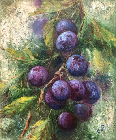 Pintura titulada "Plum Fruit Painting" por Lolita Ros, Obra de arte original, Oleo