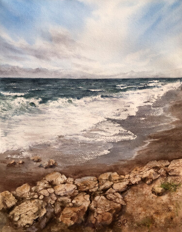 Pintura titulada "Sea Paysage Marin" por Lolita Ros, Obra de arte original, Acuarela