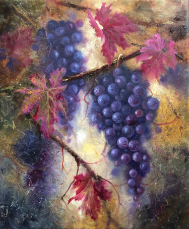 Pittura intitolato "Grape Painting Frui…" da Lolita Ros, Opera d'arte originale, Olio