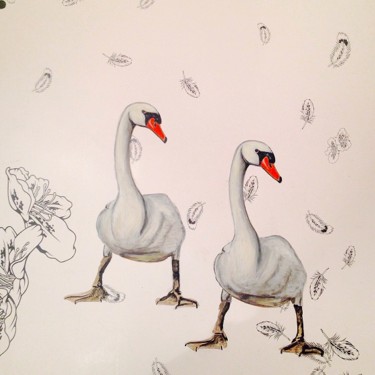 Pintura titulada "cygne.jpg" por Helene, Obra de arte original, Acrílico