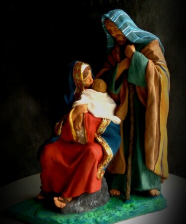 Sculpture titled "Holy Family 2" by Arley Lopes, Original Artwork, Ceramics