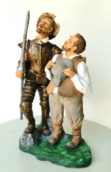 Sculptuur getiteld "Dom Quixote e Sanch…" door Arley Lopes, Origineel Kunstwerk, Keramiek